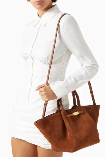 Midi New York Trapeze Tote Bag in Suede