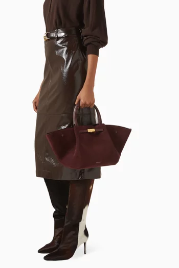 Midi New York Trapeze Tote Bag in Suede