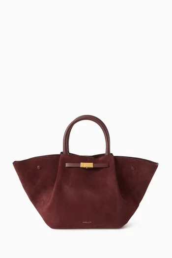 Midi New York Trapeze Tote Bag in Suede