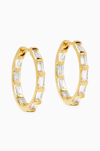 Small Baguette Diamond Hoop Earrings in 18kt Gold