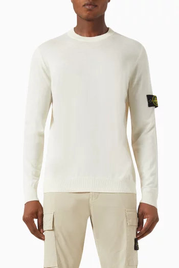 Buy Stone Island Neutral Crewneck Sweater in Virgin Wool For Men Online Ounass UAE