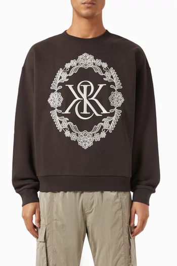 Floral Lace Nelson Crewneck Sweatshirt in Cotton Fleece