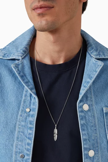 قلادة بدلاية بتصميم ريشة فضة إسترلينية