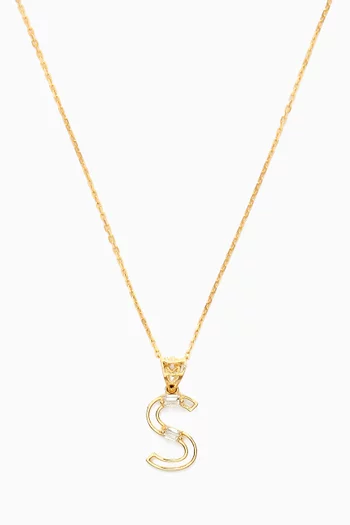 Letter 'S' Initial Pendant Necklace in 18kt Gold