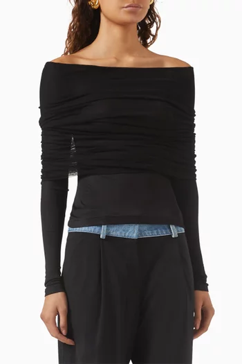 Sonora Off-shoulder Top in Stretch Silk Tulle