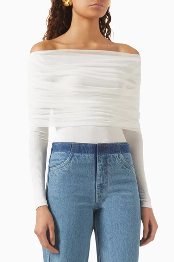 Sonora Off-shoulder Top in Stretch Silk Tulle