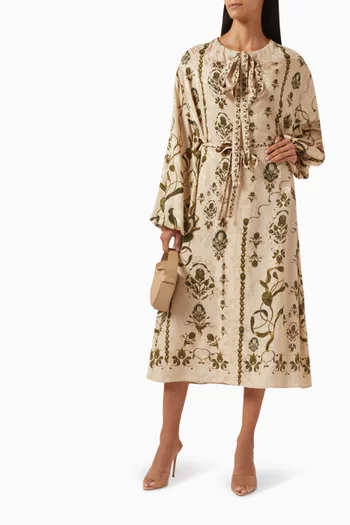 Zircon Relato Tie-neck Kaftan in Viscose Jacquard