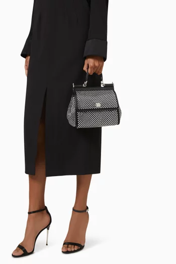 Medium Sicily Rhinestone Top-handle Bag in Satin