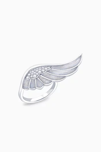 Wings Reflection Winter Diamond Ring in 18kt White Gold