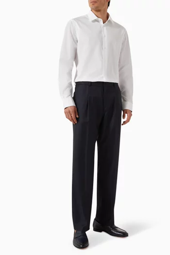 Pinstripe Pleated Pants in Wool