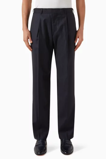 Pinstripe Pleated Pants in Wool