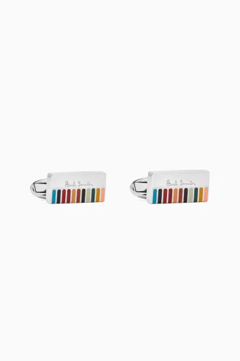 'Signature Stripe' Cufflinks in Copper & Zinc