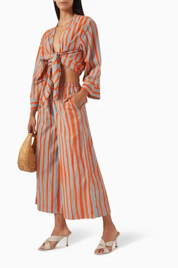 Lauren Striped Wide-leg Pants in Cotton