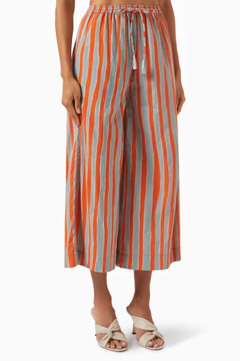 Lauren Striped Wide-leg Pants in Cotton