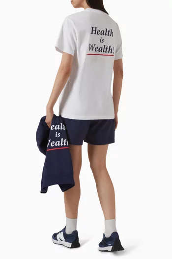 تي شيرت بطبعة Health Is Wealth‏ قطن