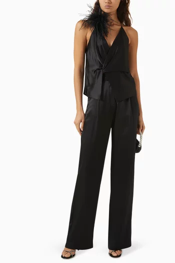 Twist Feather Cami Top in Silk-satin