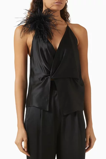 Twist Feather Cami Top in Silk-satin