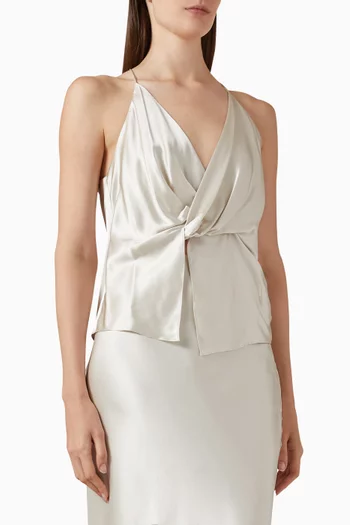 Twist Feather Cami Top in Silk-satin