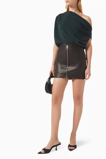 Zipped Mini Skirt in Leather