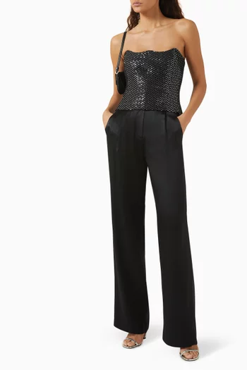 Sequin-embellished Curved Bustier Top