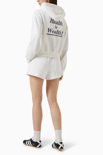 كنزة بغطاء الرأس بطبعة Health is Wealth‏ مزيج قطن