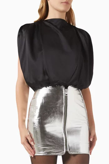 Gathered Boxy-fit Top in Silk-satin