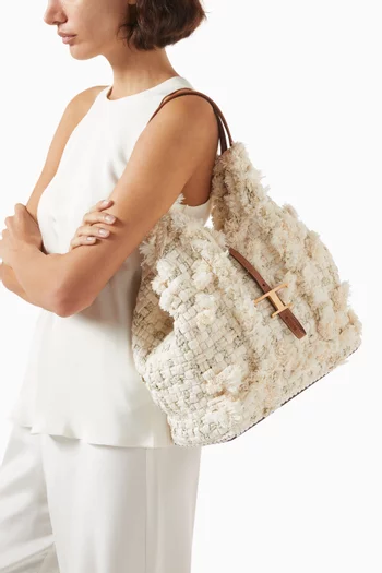 T Timeless Shopper Bag in Fabric & Leather