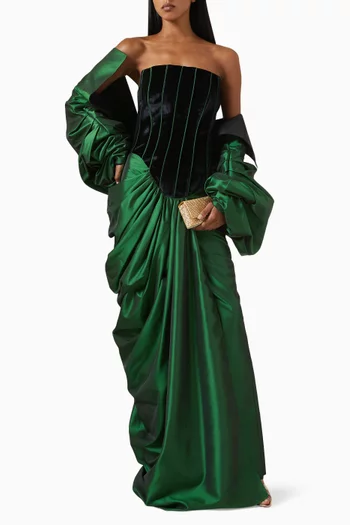 Strapless Gown & Cardigan Set in Tafetta