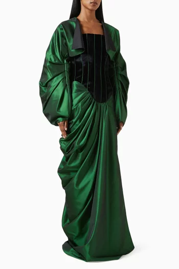 Strapless Gown & Cardigan Set in Tafetta