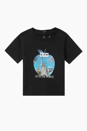 تي شيرت بعبارة New York to the World قطن للرضع