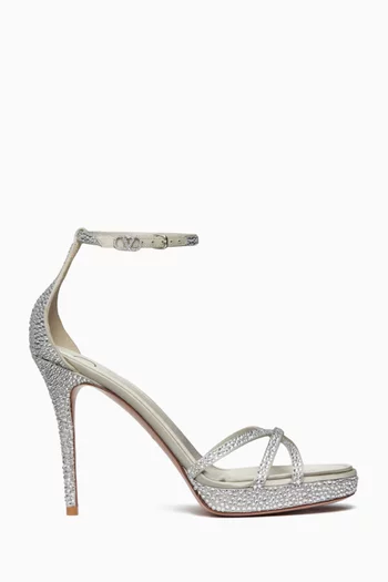 Evening Glam 120 Crystal-embellished Platform Sandals in Satin