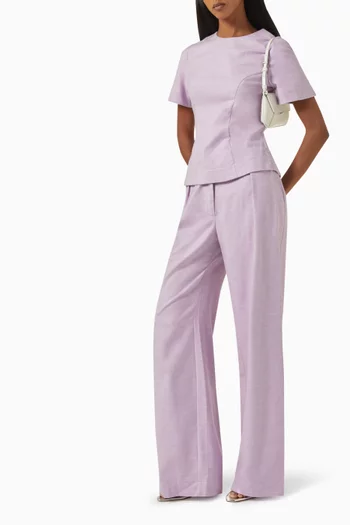Pleated Straight-leg Pants