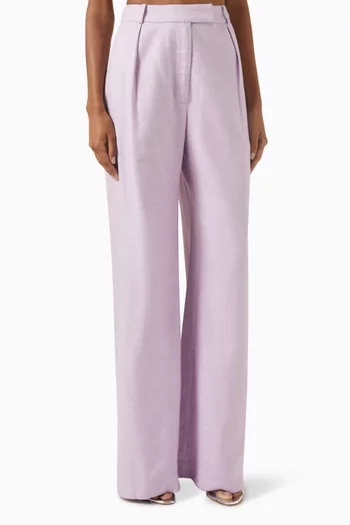 Pleated Straight-leg Pants