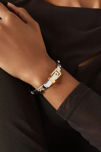 سوار كولبي بإبزيم نحاس مطلي بلون فضي