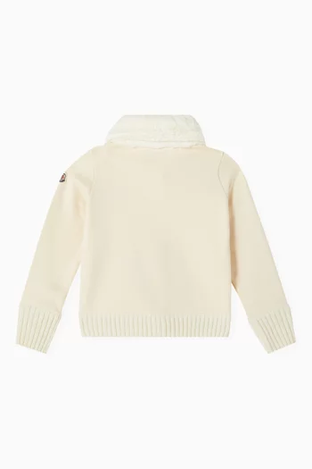 Zip-up Cardigan in Cotton & Wool