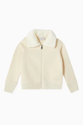 Zip-up Cardigan in Cotton & Wool