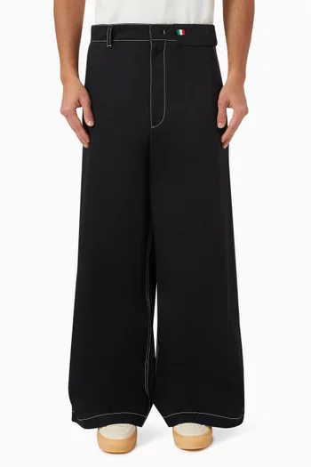 x Palm Angels Wide-leg Pants in Cotton Gabardine