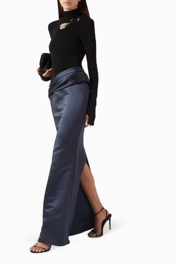 فستان ايدن تروفي طويل جيرسيه مطاطي وستان