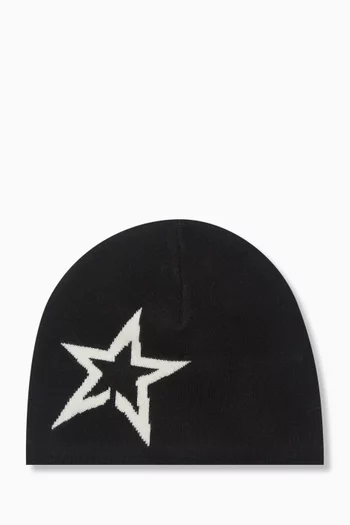 Intarsia-star Beanie in Merino Wool
