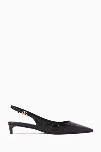 Mun 30 Slingback Pumps in Croc-embossed Leather