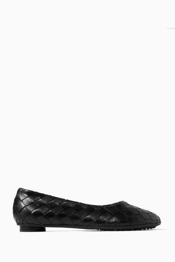 Atomic Ballerina Flats in Intrecciato Leather