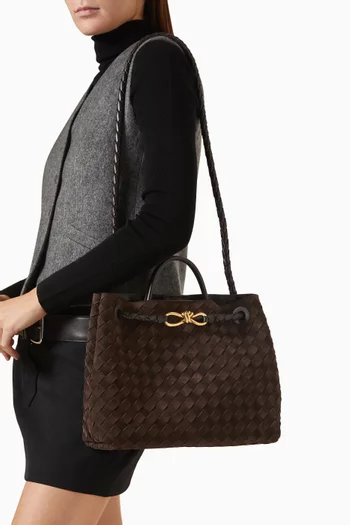 Medium Andiamo Crossbody Bag in Intrecciato Suede