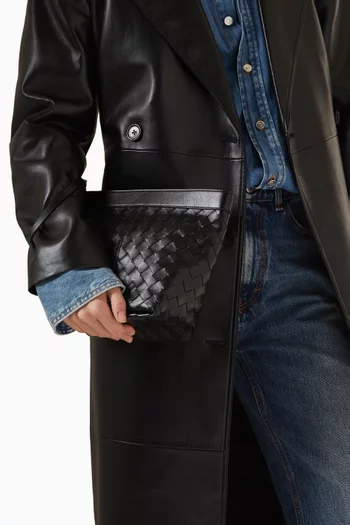 Medium Flip Flap Prism Pouch in Intrecciato Leather