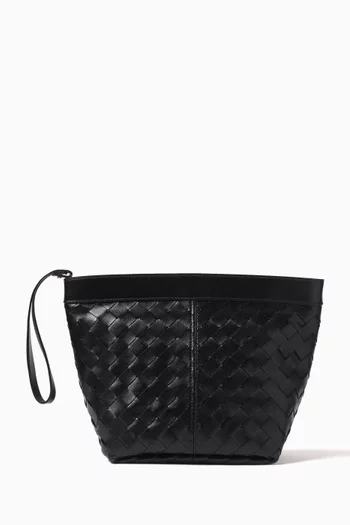 Medium Flip Flap Prism Pouch in Intrecciato Leather