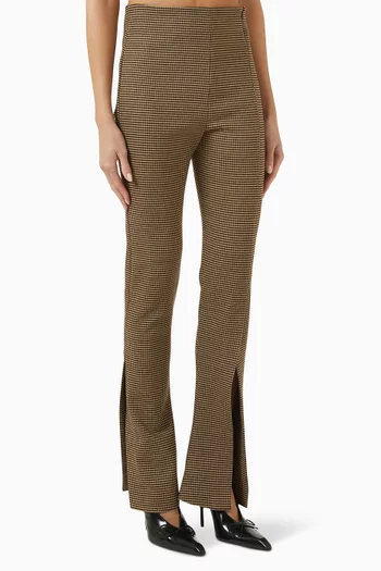 High-waisted Slit Pants in Wool Blend