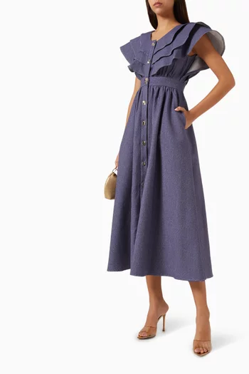 Ruffle Midi Dress in Cotton