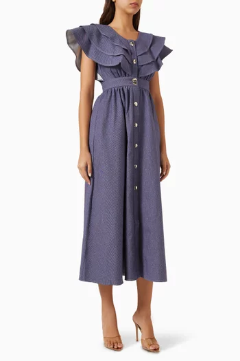 Ruffle Midi Dress in Cotton