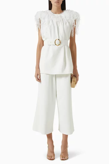 Feather-effect Belted Top