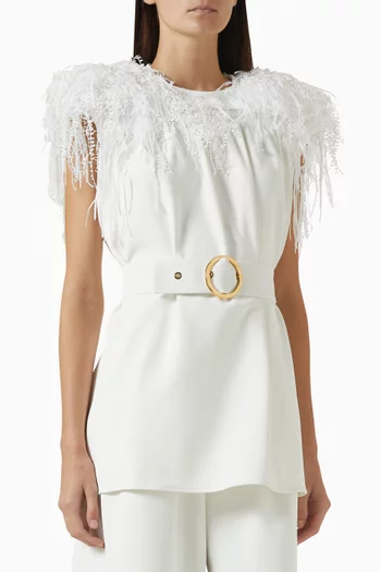 Feather-effect Belted Top