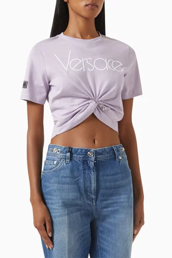 Safety-pin Crop T-Shirt in Cotton